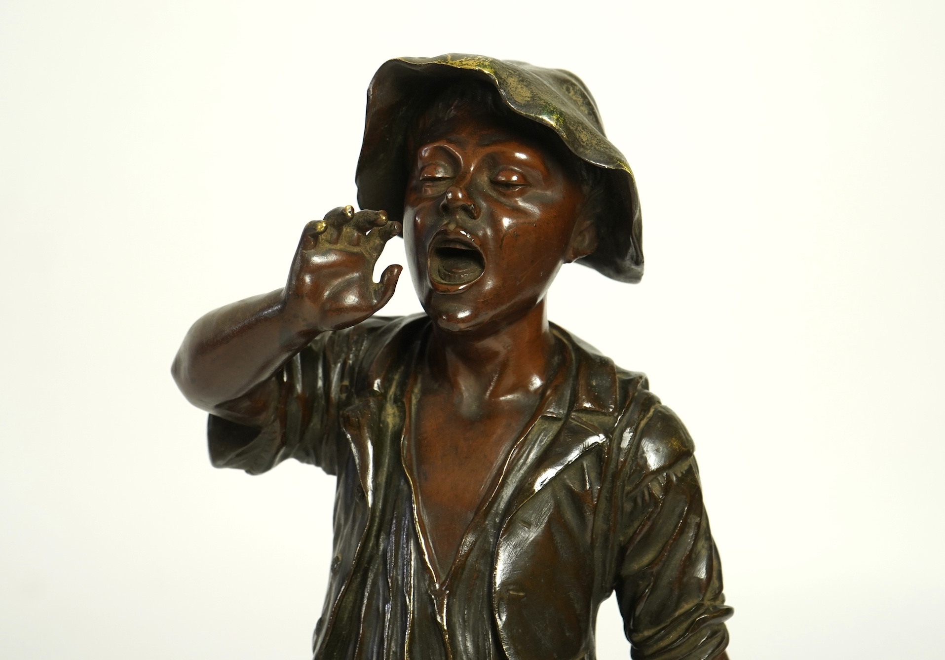 Paul Dubois (French 1829-1905), 'Le petit porteur d'eau' a patinated bronze figure, c.1900